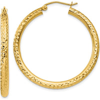 10K Yellow Gold Diamond-Cut 30mm Hoop Earrings with Polished Finish