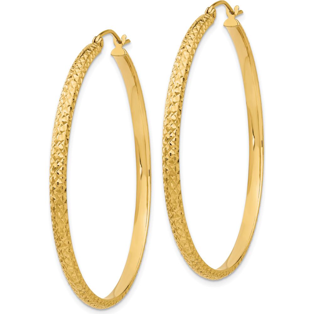 10K Yellow Gold Diamond-Cut 46mm Hollow Hoop Earrings