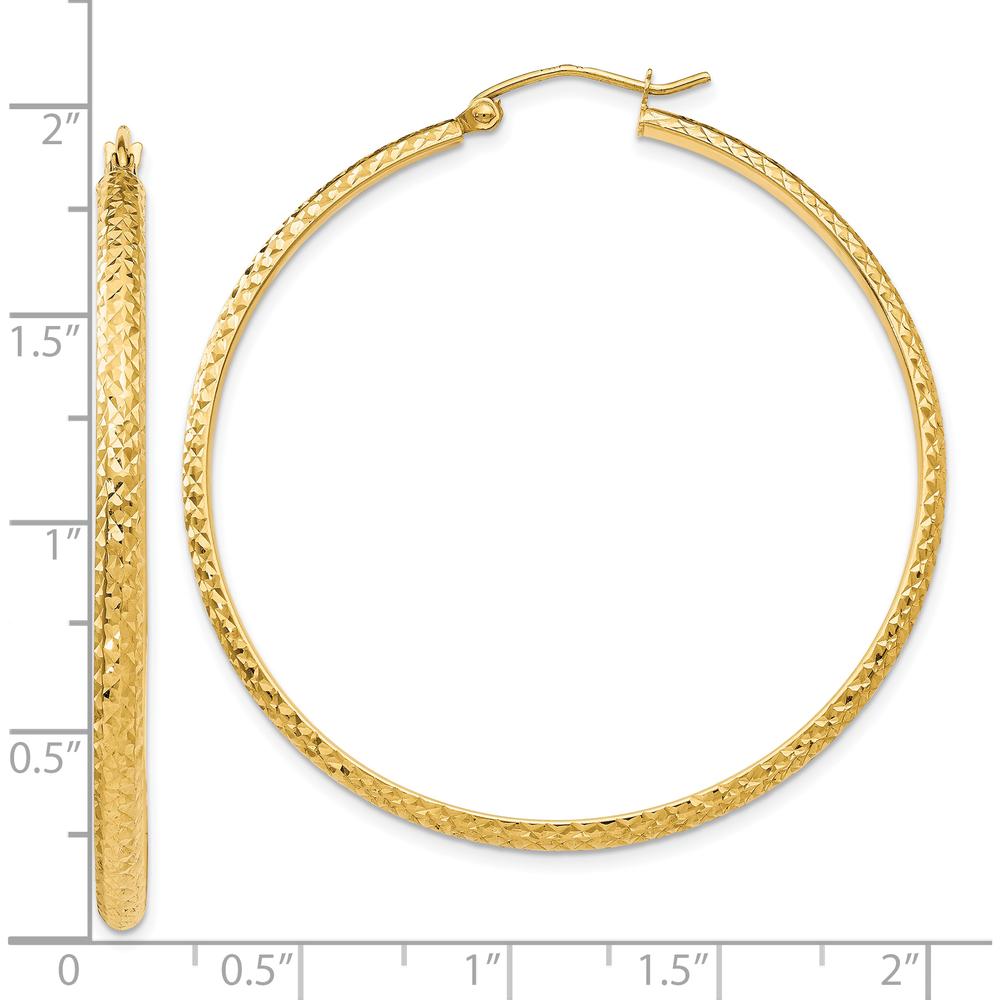 10K Yellow Gold Diamond-Cut 46mm Hollow Hoop Earrings