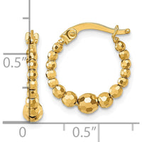 10K Yellow Gold Diamond-Cut Beaded Hoop Earrings - 16mm Length