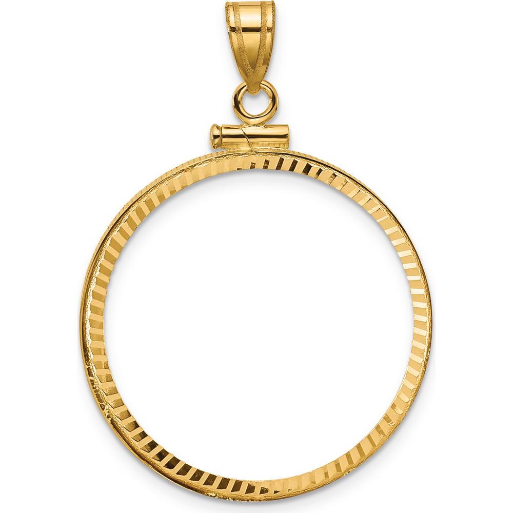 10K Yellow Gold Diamond-Cut Coin Bezel Pendant for 1/2 oz. American Eagle Coin