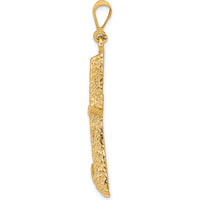 10K Yellow Gold Diamond-Cut Cross Pendant - Polished Finish, 45mm Length