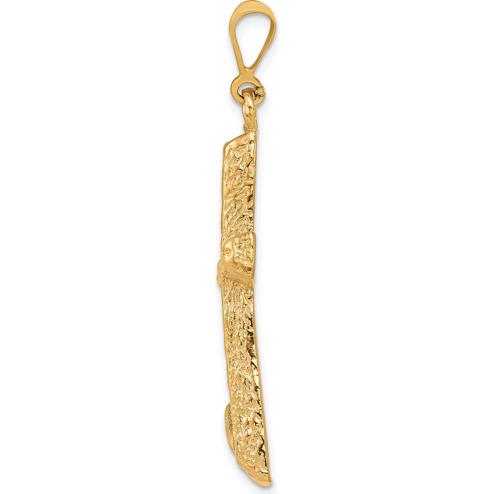 10K Yellow Gold Diamond-Cut Cross Pendant - Polished Finish, 45mm Length