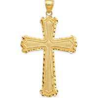 10K Yellow Gold Diamond-Cut Cross Pendant with Polished Finish - 44mm Length