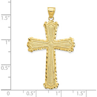 10K Yellow Gold Diamond-Cut Cross Pendant with Polished Finish - 44mm Length