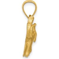 10K Yellow Gold Diamond-Cut Elephant Pendant - 19mm Length, 21mm Width