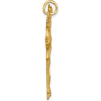 10K Yellow Gold Diamond-Cut Figure Skater Charm - Solid Gold Skating Pendant