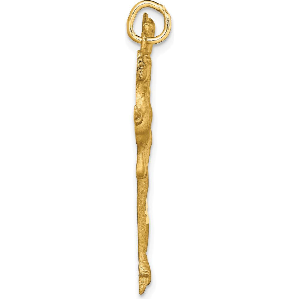 10K Yellow Gold Diamond-Cut Figure Skater Charm - Solid Gold Skating Pendant