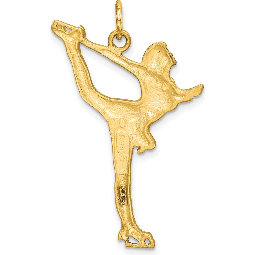 10K Yellow Gold Diamond-Cut Figure Skater Charm - Solid Gold Skating Pendant