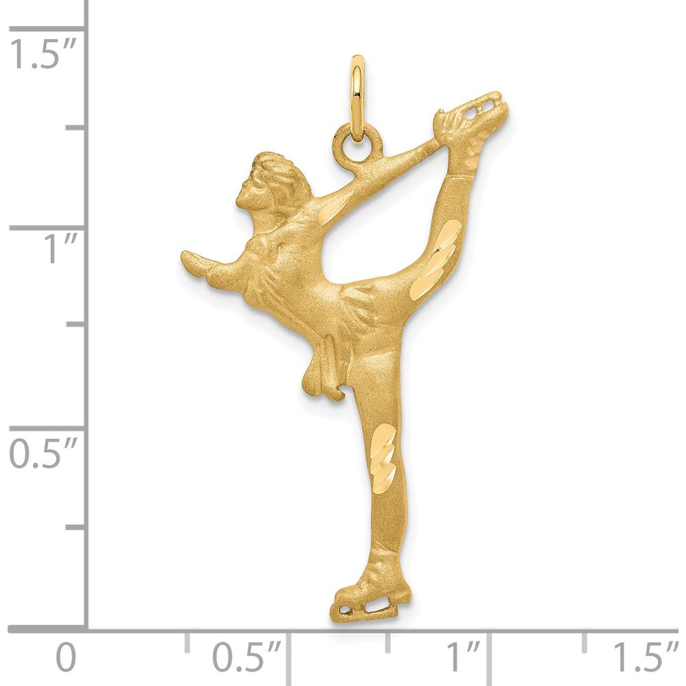 10K Yellow Gold Diamond-Cut Figure Skater Charm - Solid Gold Skating Pendant