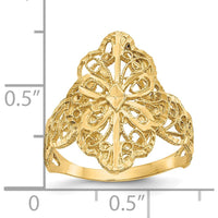 10K Yellow Gold Diamond Cut Filigree Fashion Ring - Polished Finish