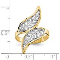 10K Yellow Gold Diamond-Cut Filigree Fashion Ring with Rhodium Accents - Nature-Inspired Design