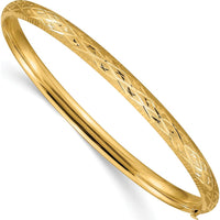 10K Yellow Gold Diamond-Cut Hinged Bangle Bracelet - 4.75mm Width