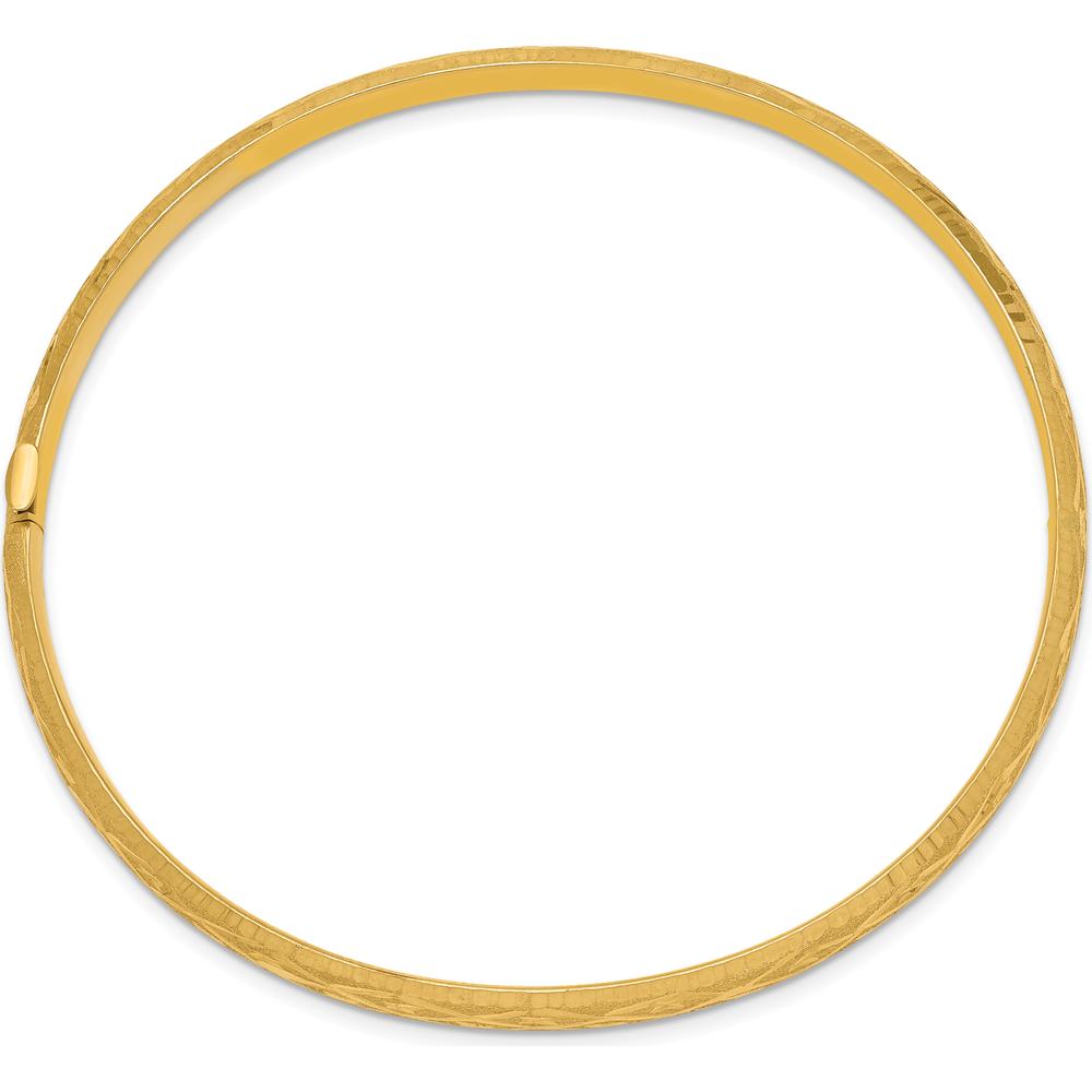 10K Yellow Gold Diamond-Cut Hinged Bangle Bracelet - 4.75mm Width