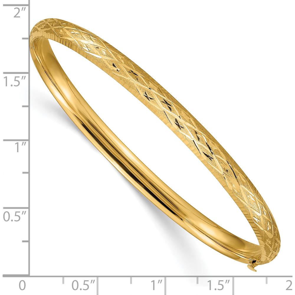 10K Yellow Gold Diamond-Cut Hinged Bangle Bracelet - 4.75mm Width