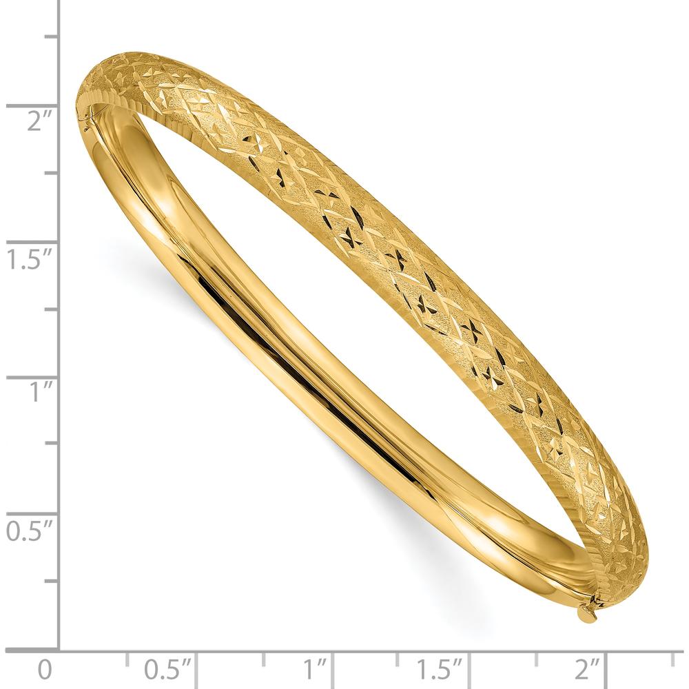 10K Yellow Gold Diamond-Cut Hinged Bangle Bracelet - 7"