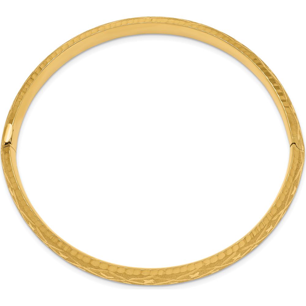 10K Yellow Gold Diamond-Cut Hinged Bangle Bracelet - 8.75mm Width