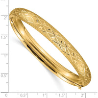 10K Yellow Gold Diamond-Cut Hinged Bangle Bracelet - 8.75mm Width