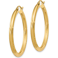 10K Yellow Gold Diamond-Cut Hoop Earrings - 35mm Length