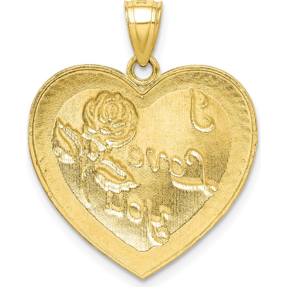 10K Yellow Gold Diamond-Cut "I LOVE YOU" Heart Charm with Rose Engraving