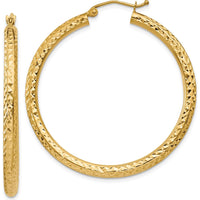 10K Yellow Gold Diamond-Cut Large Hoop Earrings - 35mm Length