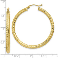 10K Yellow Gold Diamond-Cut Large Hoop Earrings - 35mm Length