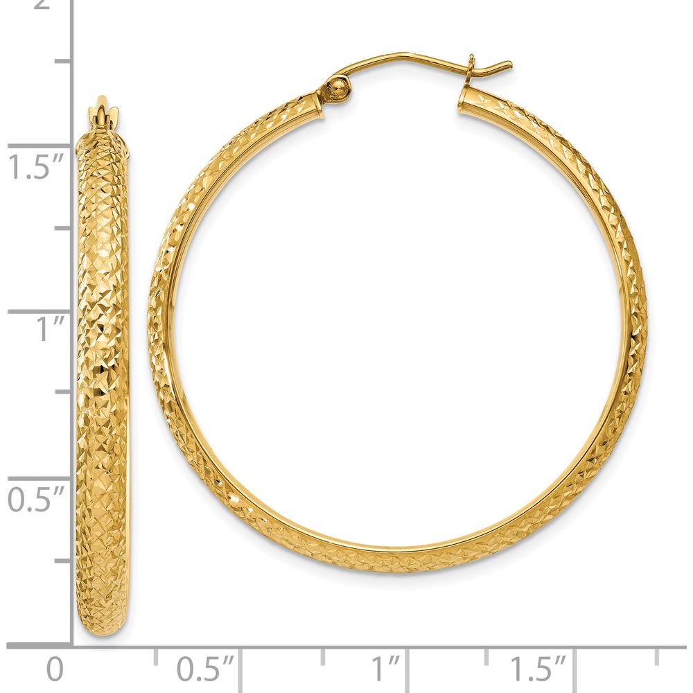 10K Yellow Gold Diamond-Cut Large Hoop Earrings - 38mm Length