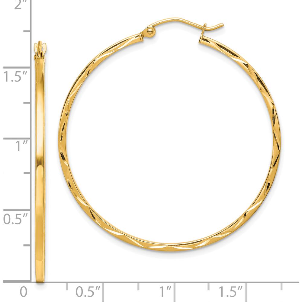10K Yellow Gold Diamond-Cut Large Hoop Earrings - 40mm