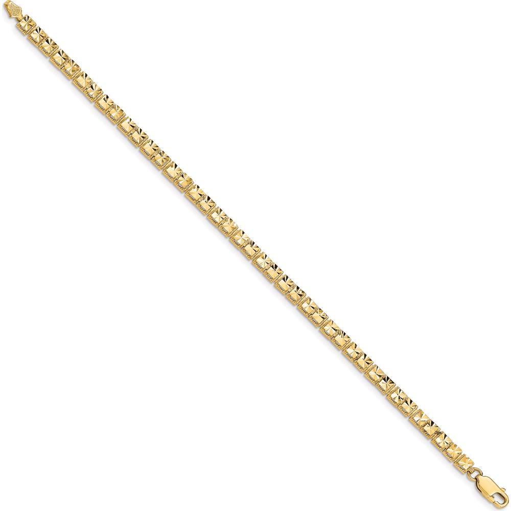 10K Yellow Gold Diamond-Cut Link Bracelet - 7.25"