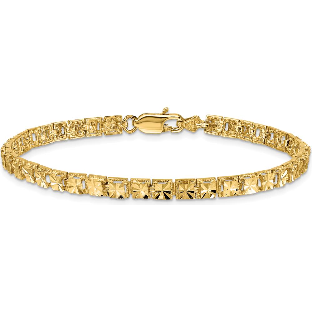 10K Yellow Gold Diamond-Cut Link Bracelet - 7.25"