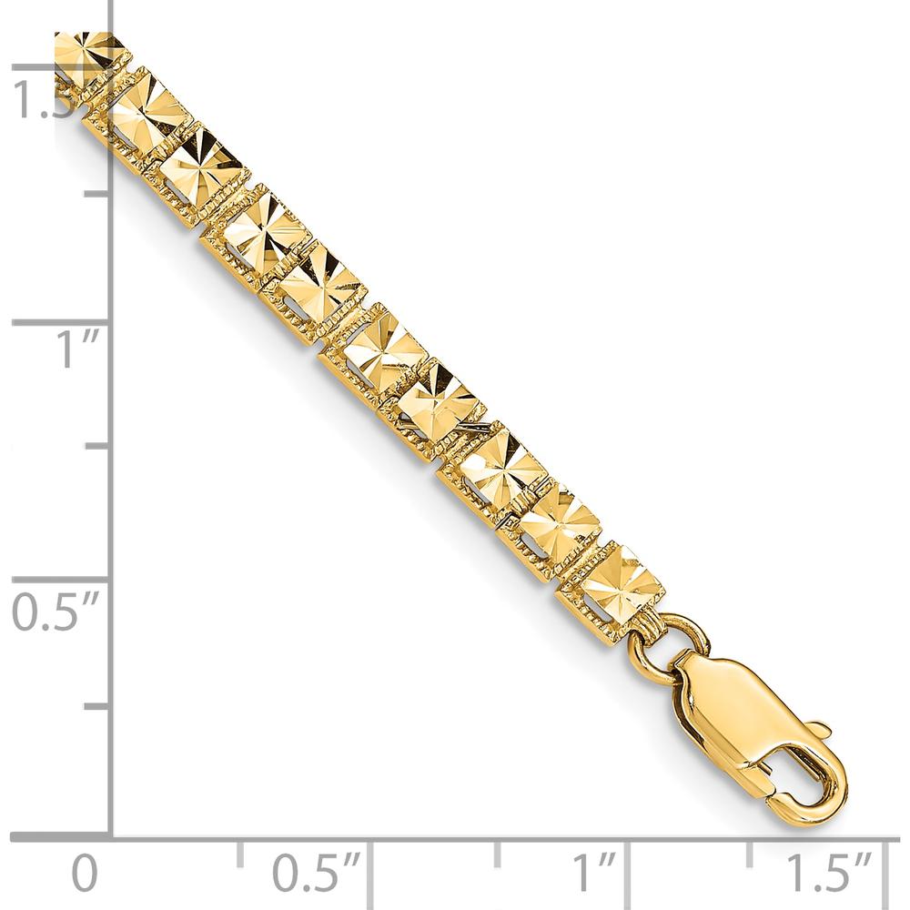 10K Yellow Gold Diamond-Cut Link Bracelet - 7.25"