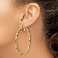 10K Yellow Gold Diamond-Cut Rope 2.95mm Hoop Earrings