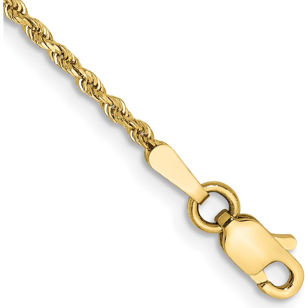 10K Yellow Gold Diamond-Cut Rope Chain Anklet - 10"
