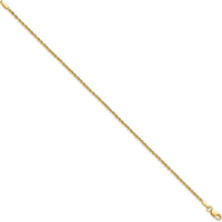 10K Yellow Gold Diamond-Cut Rope Chain Anklet - 10"