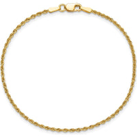 10K Yellow Gold Diamond-Cut Rope Chain Anklet - 10"