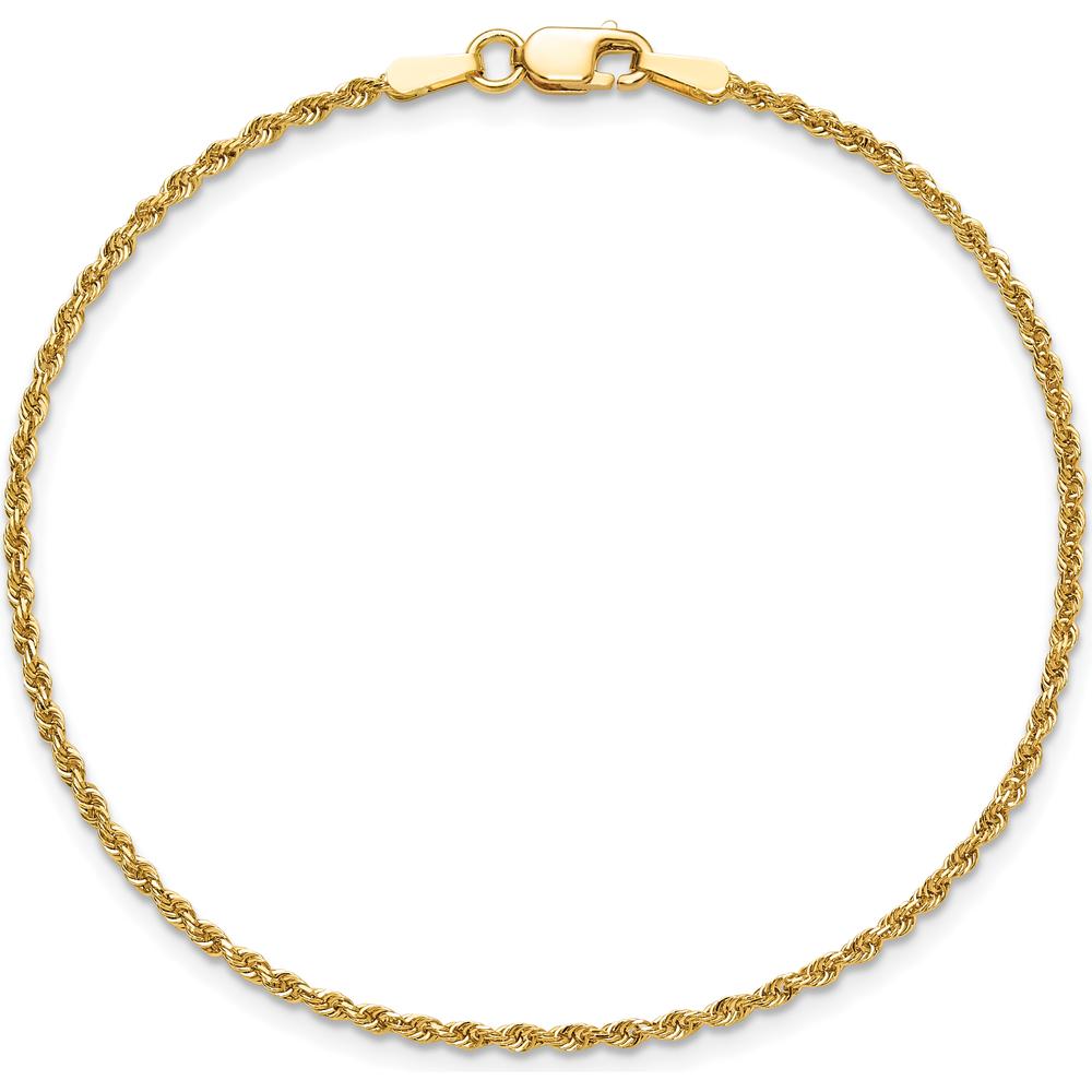 10K Yellow Gold Diamond-Cut Rope Chain Anklet - 10"