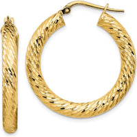 10K Yellow Gold Diamond-Cut Round Hoop Earrings - 29.25mm Diameter