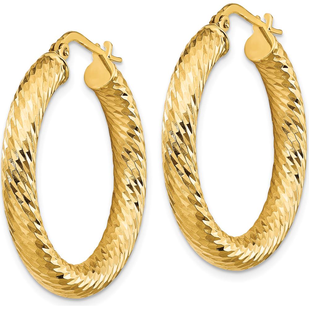 10K Yellow Gold Diamond-Cut Round Hoop Earrings - 29.25mm Diameter