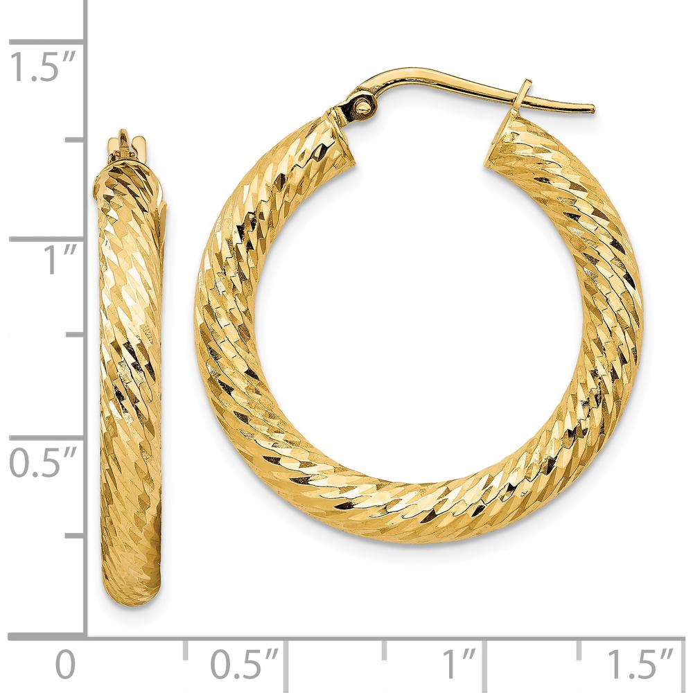 10K Yellow Gold Diamond-Cut Round Hoop Earrings - 29.25mm Diameter