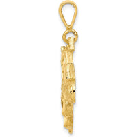 10K Yellow Gold Diamond-Cut Semi Trailer Charm Pendant - Polished Finish