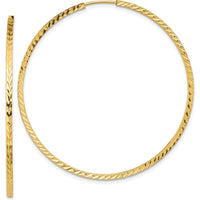 10K Yellow Gold Diamond-Cut Square Tube Endless Hoop Earrings - 49mm Length