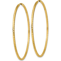 10K Yellow Gold Diamond-Cut Square Tube Endless Hoop Earrings - 55mm Length