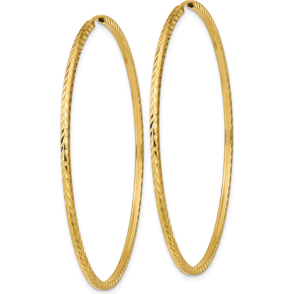 10K Yellow Gold Diamond-Cut Square Tube Endless Hoop Earrings - 55mm Length