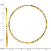10K Yellow Gold Diamond-Cut Square Tube Endless Hoop Earrings - 55mm Length