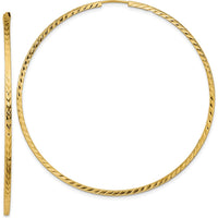 10K Yellow Gold Diamond-Cut Square Tube Endless Hoop Earrings - Polished Finish