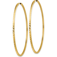 10K Yellow Gold Diamond-Cut Square Tube Endless Hoop Earrings - Polished Finish
