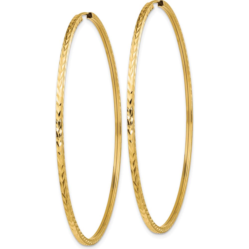 10K Yellow Gold Diamond-Cut Square Tube Endless Hoop Earrings - Polished Finish