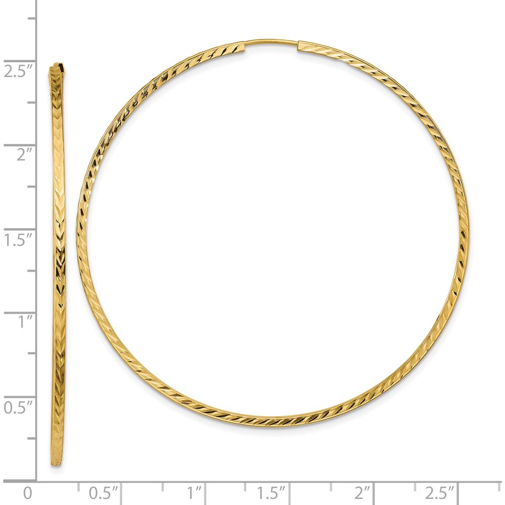 10K Yellow Gold Diamond-Cut Square Tube Endless Hoop Earrings - Polished Finish
