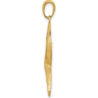 10K Yellow Gold Diamond-Cut Starfish Pendant - 34mm Length
