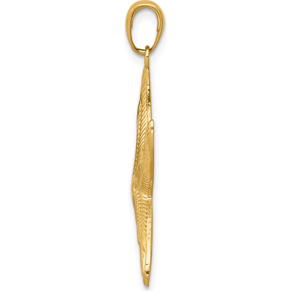 10K Yellow Gold Diamond-Cut Starfish Pendant - 34mm Length
